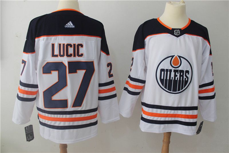 Men Edmonton Oilers 27 Lucic White Hockey Stitched Adidas NHL Jerseys